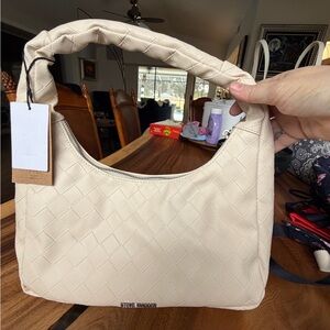 Steve Madden Cream Woven Shoulder Bag